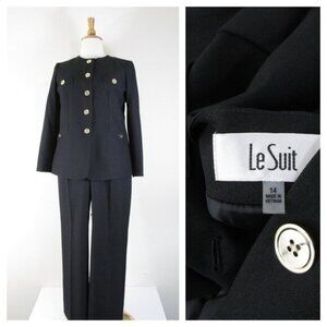Le Suit Womens Plus Size Solid Black Pant Suit Size 14 Formal Business Career